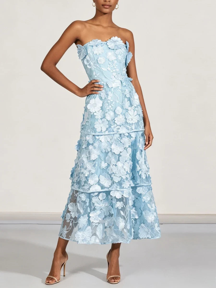 Royale Flower Strapless Dress