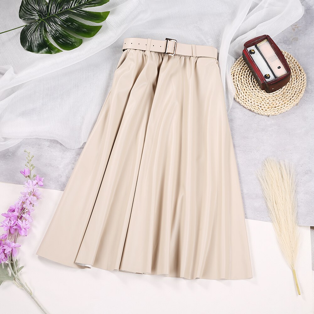 Ginger Classic Faux Leather Long Skirt
