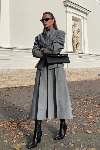 Ornella Pleated Skirt Suit