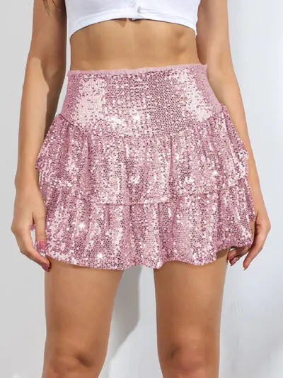| Sequin Layered Mini Skirt