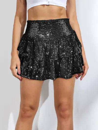 | Sequin Layered Mini Skirt