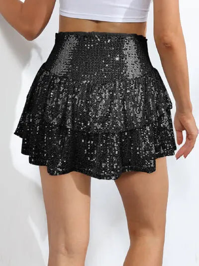 | Sequin Layered Mini Skirt
