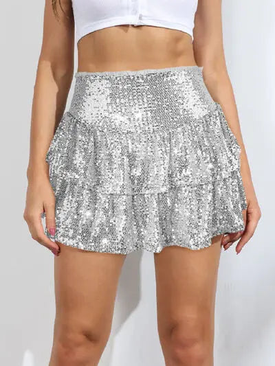 | Sequin Layered Mini Skirt