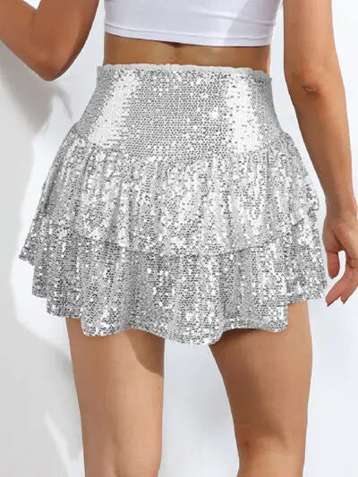 | Sequin Layered Mini Skirt