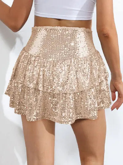 | Sequin Layered Mini Skirt