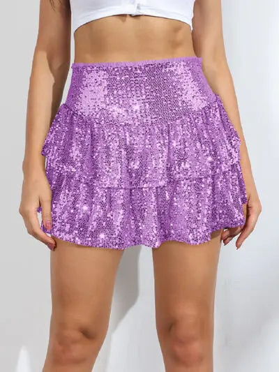 | Sequin Layered Mini Skirt