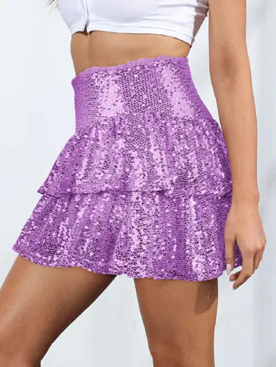 | Sequin Layered Mini Skirt
