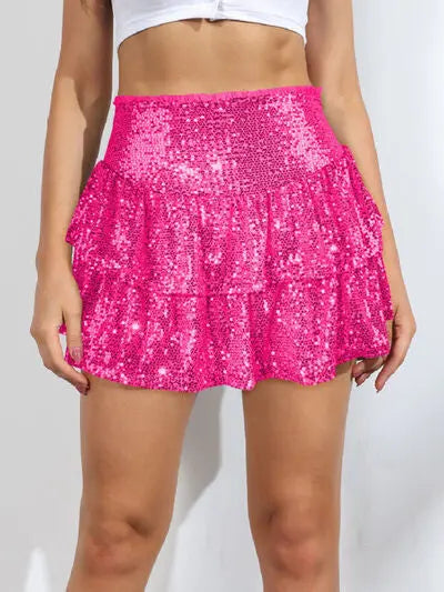 | Sequin Layered Mini Skirt