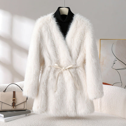 Sofia Amoretti Faux Fur Coat with Tie Belt