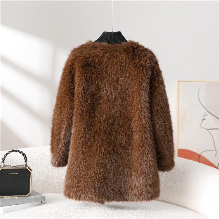 Sofia Amoretti Faux Fur Coat with Tie Belt