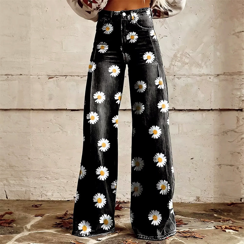 Sofia Amoretti Flared Jeans with All-Over Print