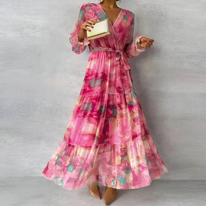 Sofia Amoretti Floral Maxi Dress with Ruffled Sleeves