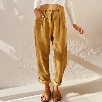 Sofia Amoretti High-Waist Corduroy Pants