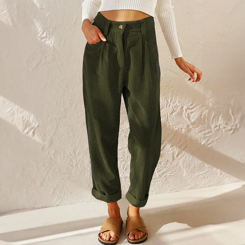 Sofia Amoretti High-Waist Corduroy Pants