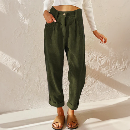 Sofia Amoretti High-Waist Corduroy Pants