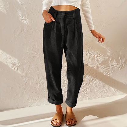 Sofia Amoretti High-Waist Corduroy Pants