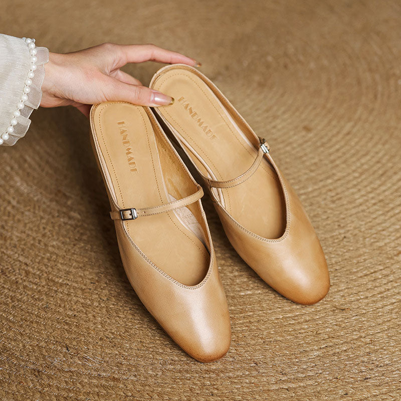 Sofia Amoretti Leather Flats with Buckle Strap