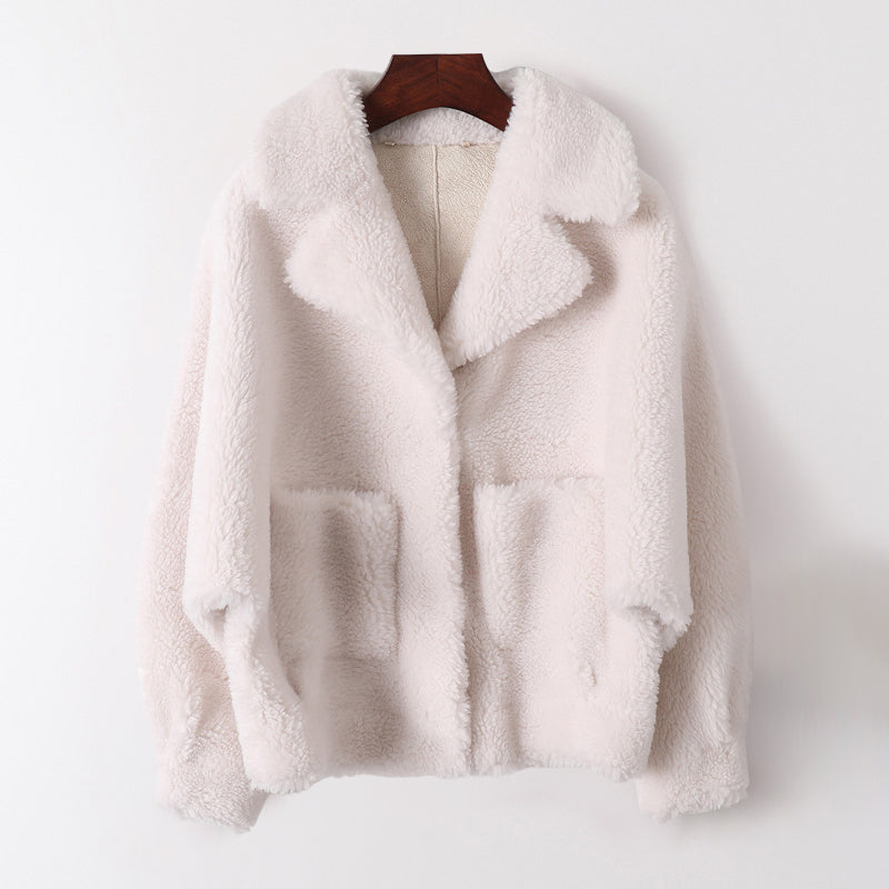 Manteau en peau lainée de luxe Sofia Amoretti