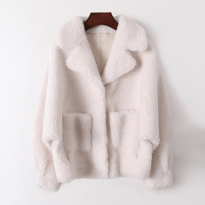 Manteau en peau lainée de luxe Sofia Amoretti