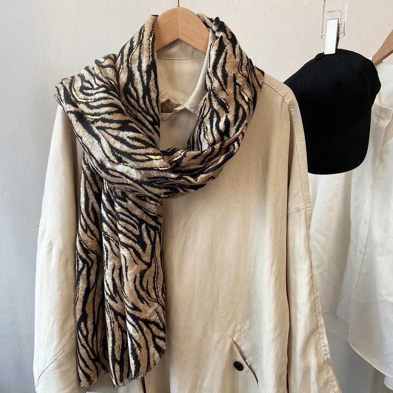 Sofia Amoretti Oversized Scarf with Zebra Pattern