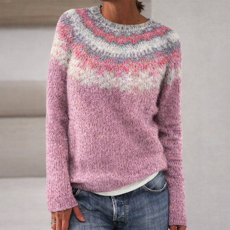 Sofia Amoretti Patterned Crewneck Knit Sweater