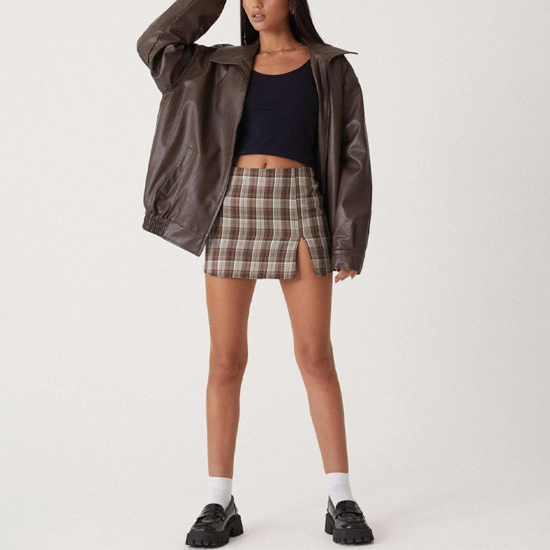 Sofia Amoretti Oversized Faux Leather Bomber Jacket
