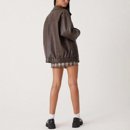 Sofia Amoretti Oversized Faux Leather Bomber Jacket