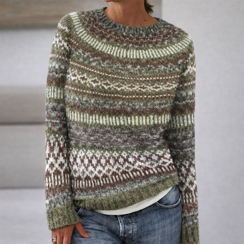 Sofia Amoretti Patterned Crewneck Knit Sweater