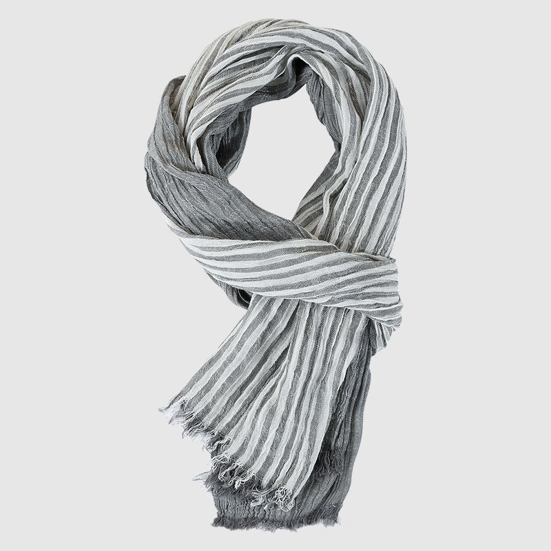 Soft Lightweight Striped Fringe Scarf
