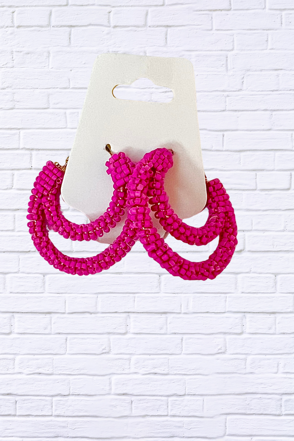 Fuchsia Beaded Triple Hoop Earrings – Fun, Bold & Full of Energy