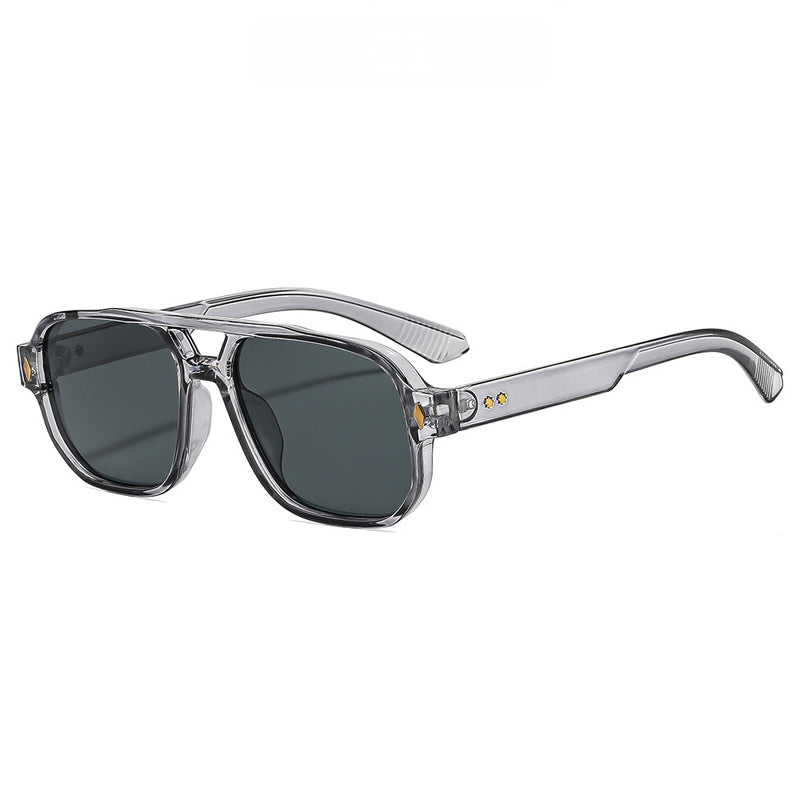 Square Frame Sunglasses with Double-Bridge Accent
