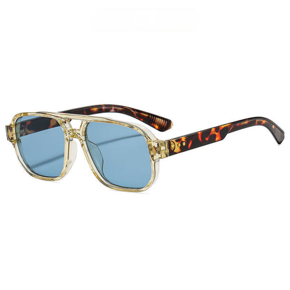 Square Frame Sunglasses with Double-Bridge Accent