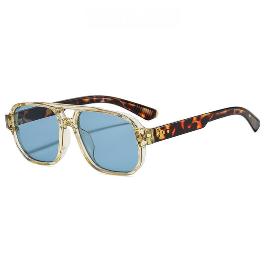 Square Frame Sunglasses with Double-Bridge Accent