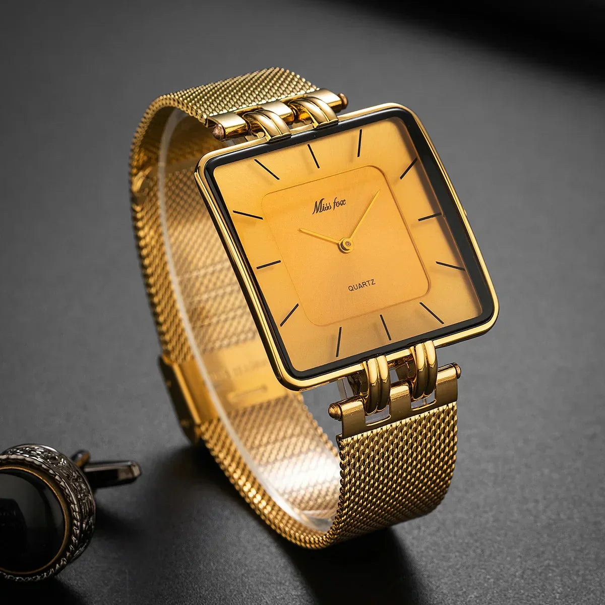 Statement Bold Gold Mesh Watch