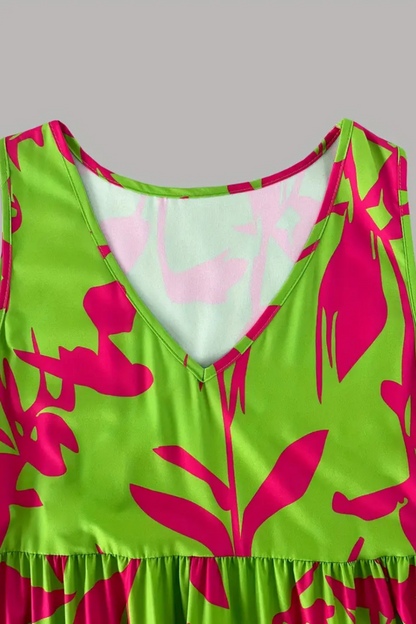 Elegant Sleeveless Vacation Dress – Bold, Vibrant, and Effortlessly Chic