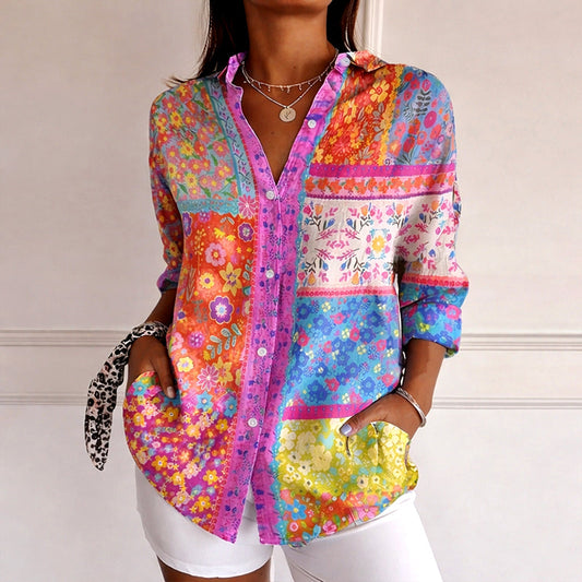 Valentina Rossi Colorful Floral Patchwork Blouse