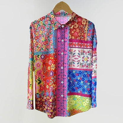 Valentina Rossi Colorful Floral Patchwork Blouse