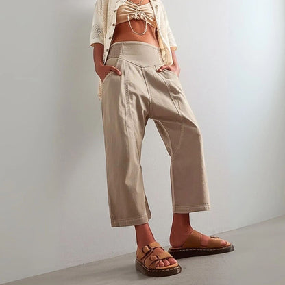 Valentina Rossi Cropped Pants with Wide Waistband