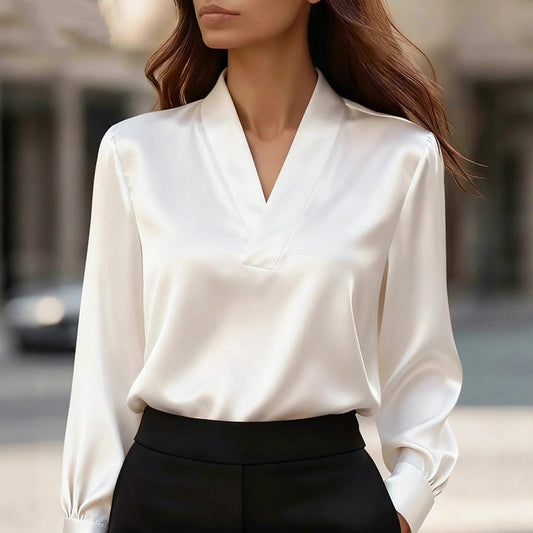 Valentina Rossi Elegant V-Neck Satin Blouse