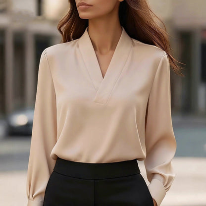 Valentina Rossi Elegant V-Neck Satin Blouse