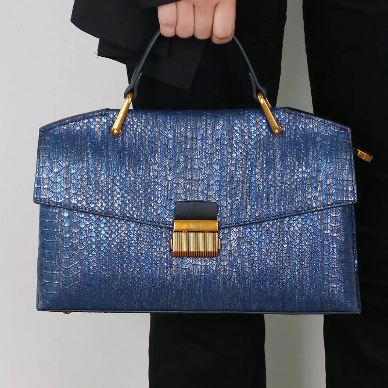 Valentina Rossi Genuine Leather Snake-Embossed Bag