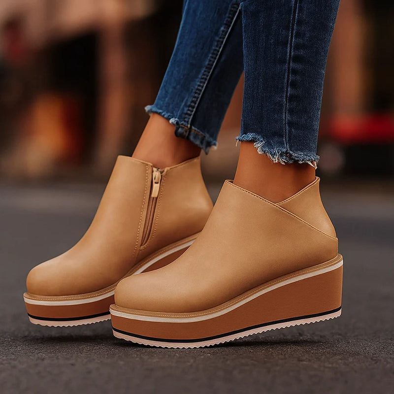 Valentina Rossi Platform Ankle Boots with Side Zipper