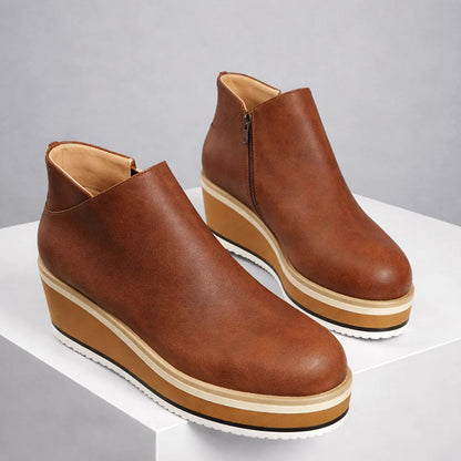 Valentina Rossi Platform Ankle Boots with Side Zipper