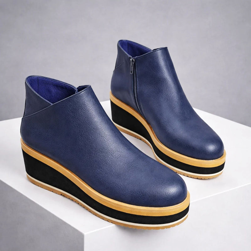 Valentina Rossi Platform Ankle Boots with Side Zipper