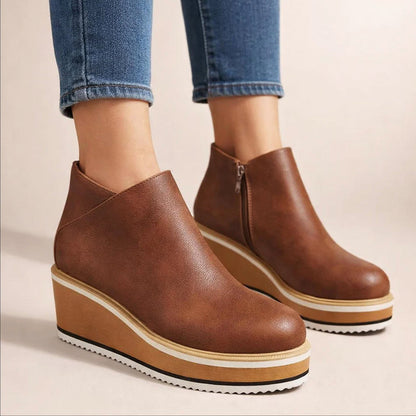 Valentina Rossi Platform Ankle Boots with Side Zipper