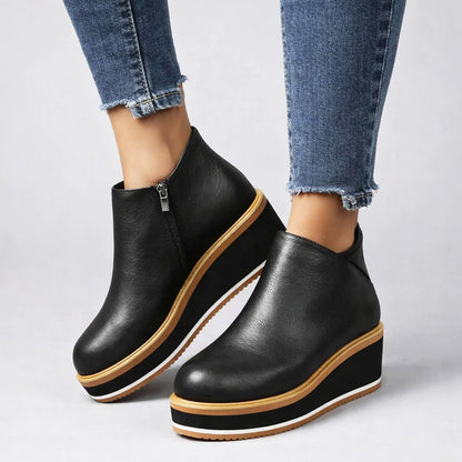 Valentina Rossi Platform Ankle Boots with Side Zipper