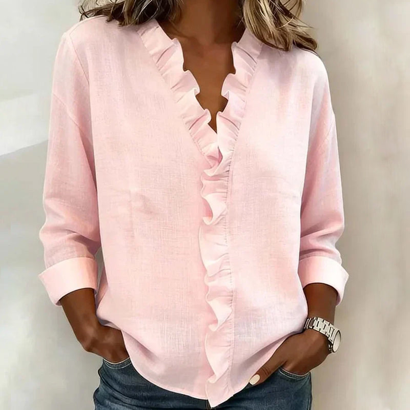 Valentina Rossi Ruffle Trim Casual Blouse