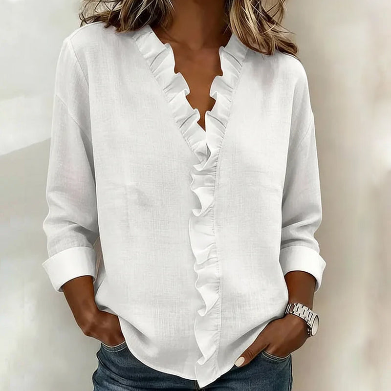 Valentina Rossi Ruffle Trim Casual Blouse