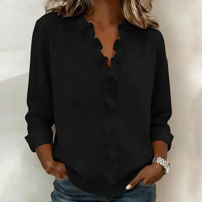Valentina Rossi Ruffle Trim Casual Blouse