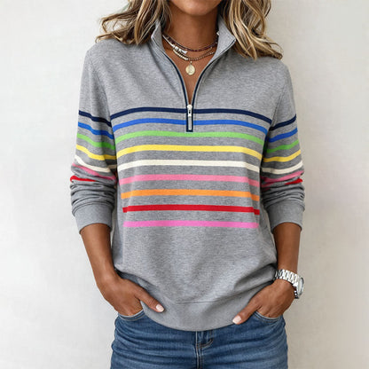 Valentina Rossi Striped Half-Zip Sweatshirt